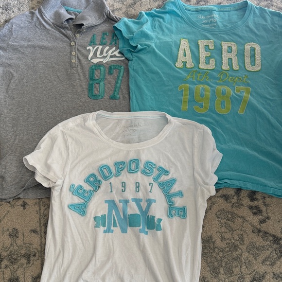 3 Aeropostale T-Shirts XL for price listed. White, Grey and Teal Blue - Picture 1 of 7